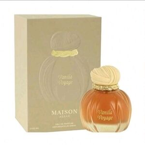Maison Vanilla Voyage Perfume with Cream and Gold Accents 3.4floz.